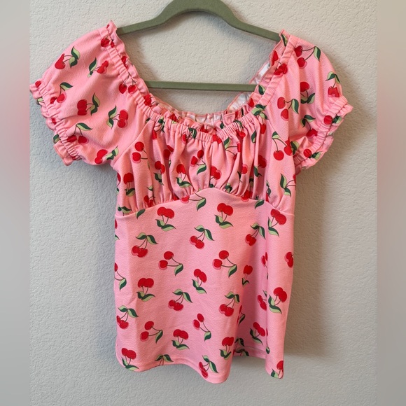 Unique Vintage Pink Cherry Blouse - Picture 2 of 4